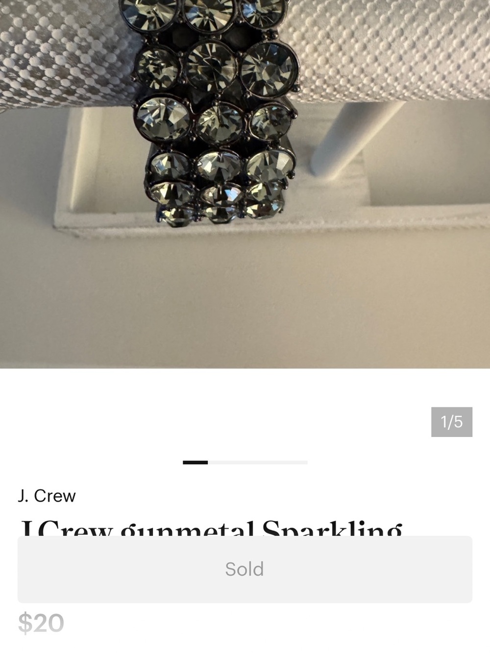 J.Crew gunmetal Sparkling Crystal Statement Bracelet
